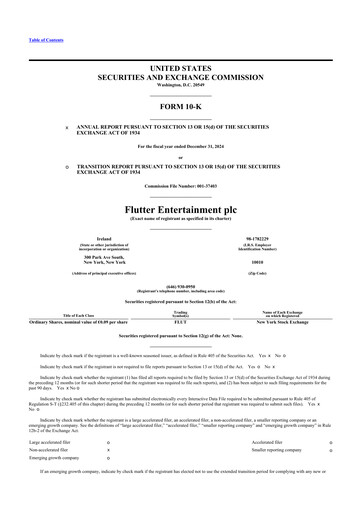 Vorschaubild Flutter Entertainment 10-K Jahresbericht 2024