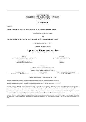 Thumbnail Aquestive Therapeutics
 10-K Annual Report 2024