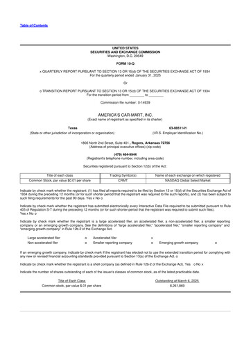Thumbnail America's Car-Mart 10-Q Quarterly Report FY2025 