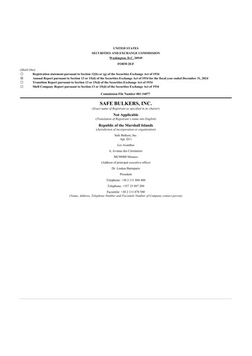 Thumbnail Safe Bulkers
 20-F Annual Report 2024