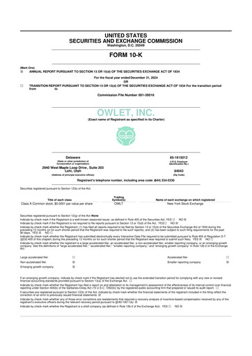 Vorschaubild Owlet, Inc. 10-K Jahresbericht 