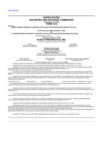 Miniature Avalo Therapeutics 10-K Rapport annuel 2024