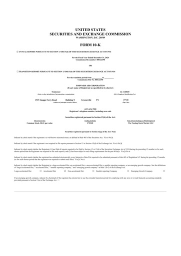 Thumbnail Forward Air 10-K Annual Report 2024