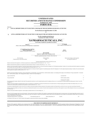 Vorschaubild X4 Pharmaceuticals
 10-K Jahresbericht 2024