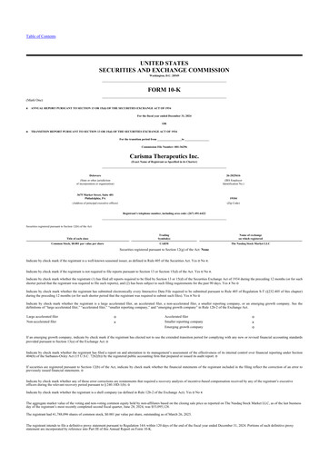 Vorschaubild Carisma Therapeutics 10-K Jahresbericht 2024