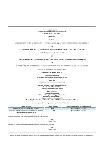 Vorschaubild Lifezone Metals 20-F Jahresbericht 2024