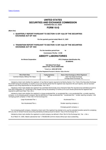 Thumbnail Abbott Laboratories 10-Q Quarterly Report FY2025 