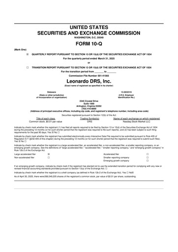 Thumbnail Leonardo DRS 10-Q Quarterly Report FY2025 