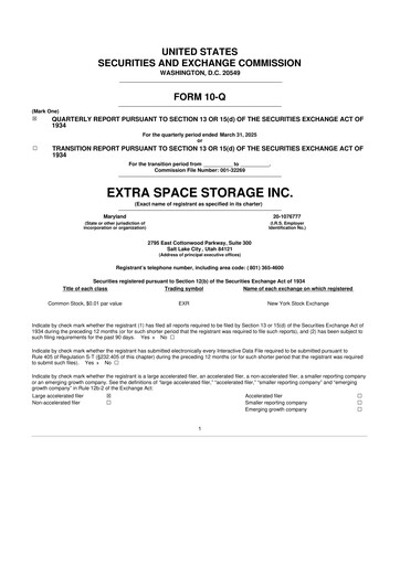 Vorschaubild Extra Space Storage
 10-Q Quartalsbericht 2025 