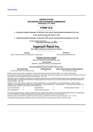 Vorschaubild Ingersoll Rand 10-Q Quartalsbericht 2025 