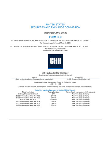 Vorschaubild Cement Roadstone Holding
 10-Q Quartalsbericht 2025 