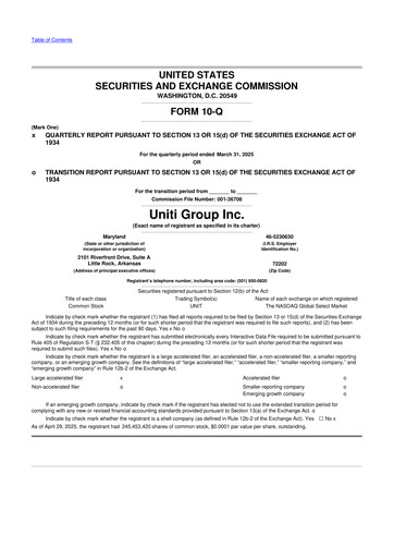 Thumbnail Uniti 10-Q Quarterly Report FY2025 