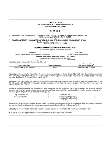 Thumbnail Horace Mann Educators 10-Q Quarterly Report FY2025 