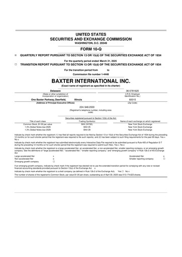 Thumbnail Baxter 10-Q Quarterly Report FY2025 