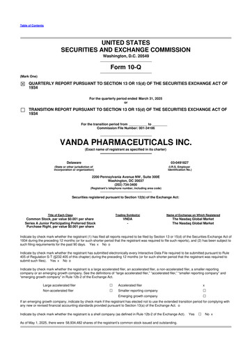Thumbnail Vanda Pharmaceuticals 10-Q Quarterly Report FY2025 