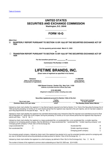 Miniature Lifetime Brands 10-Q Rapport trimestriel 2025 