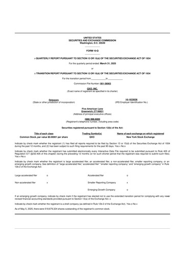Thumbnail QXO, Inc. 10-Q Quarterly Report FY2025 