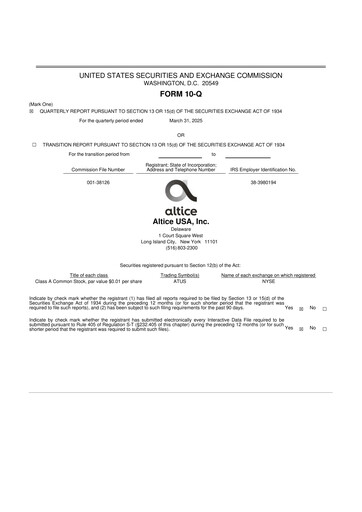 Thumbnail Altice USA
 10-Q Quarterly Report FY2025 