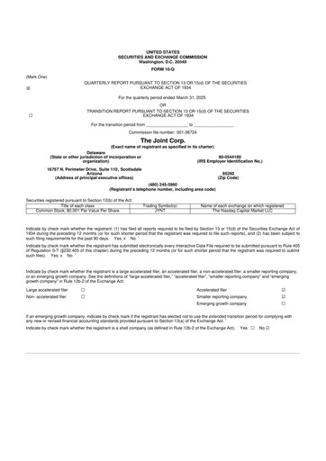 Thumbnail The Joint Corp. 10-Q Quarterly Report FY2025 