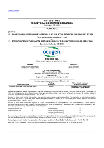 Vorschaubild Ocugen 10-Q Quartalsbericht 2025 