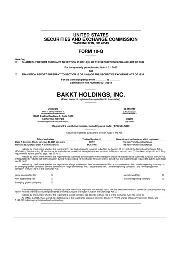 Thumbnail Bakkt Holdings 10-Q Quarterly Report FY 