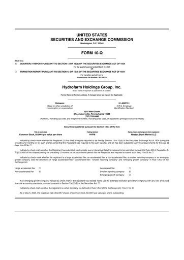 Vorschaubild Hydrofarm 10-Q Quartalsbericht 2025 