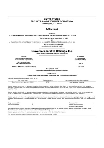 Miniature Grove Collaborative 10-Q Rapport trimestriel  