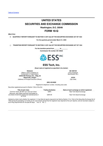 Thumbnail ESS Tech 10-Q Quarterly Report FY 
