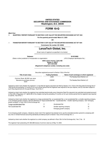 Miniature LanzaTech Global 10-Q Rapport trimestriel 2025 