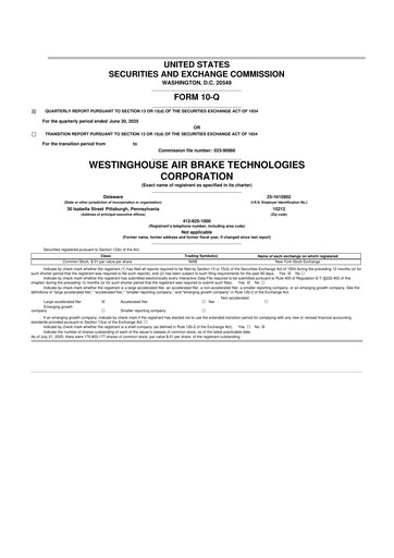 Thumbnail Wabtec 10-Q Quarterly Report FY2025 
