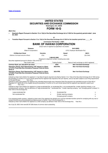 Thumbnail Bank of Hawaii
 10-Q Quarterly Report FY2025 