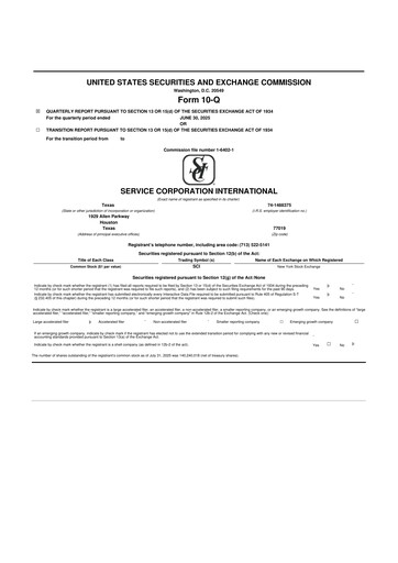 Vorschaubild Service Corporation International
 10-Q Quartalsbericht 2025 