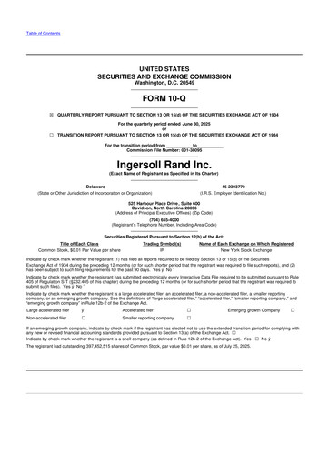 Vorschaubild Ingersoll Rand 10-Q Quartalsbericht 2025 