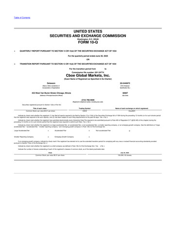 Thumbnail Cboe Global Markets 10-Q Quarterly Report FY2025 