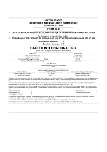Thumbnail Baxter 10-Q Quarterly Report FY2025 