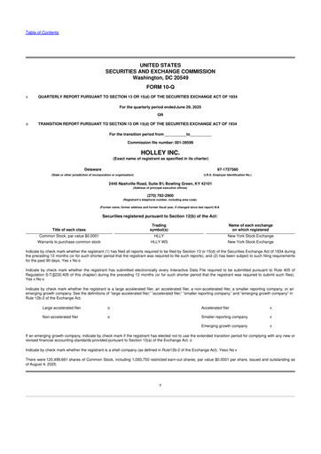 Vorschaubild Holley 10-Q Quartalsbericht 2025 