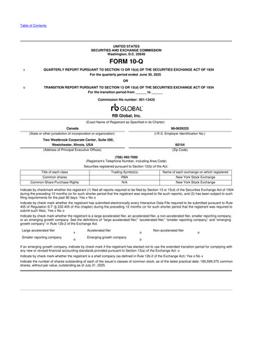 Vorschaubild RB Global
 10-Q Quartalsbericht 2025 