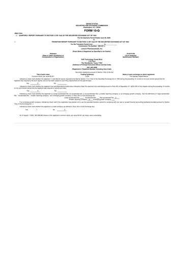 Thumbnail Lexicon Pharmaceuticals
 10-Q Quarterly Report FY 