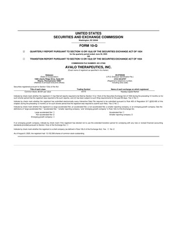 Miniature Avalo Therapeutics 10-Q Rapport trimestriel 2025 