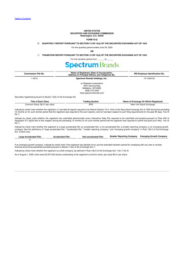 Thumbnail Spectrum Brands
 10-Q Quarterly Report FY2025 