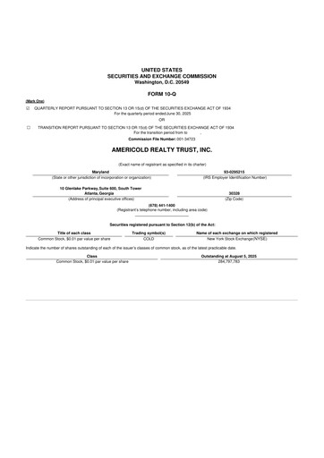 Thumbnail Americold 10-Q Quarterly Report FY 