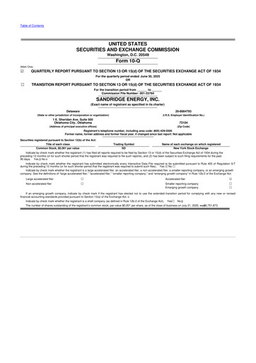 Miniature SandRidge Energy
 10-Q Rapport trimestriel 2025 