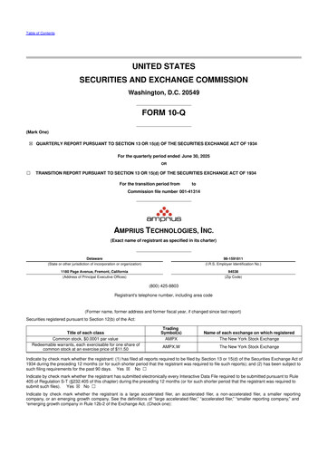 Miniature Amprius Technologies 10-Q Rapport trimestriel 2025 