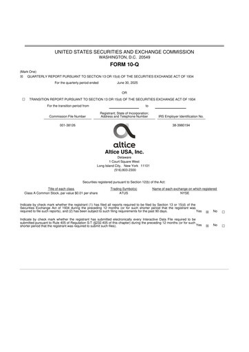 Thumbnail Altice USA
 10-Q Quarterly Report FY2025 