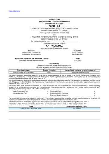 Thumbnail Artivion 10-Q Quarterly Report FY 