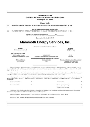 Thumbnail Mammoth Energy Services 10-Q Quarterly Report FY2025 