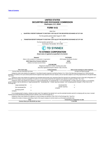 Thumbnail TD Synnex 10-Q Quarterly Report FY2025 