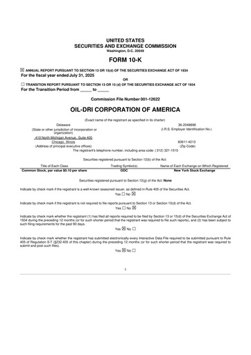 Miniature Oil-Dri Corporation Of America
 10-K Rapport annuel 2025