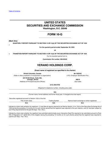 Vorschaubild Verano Holdings 10-Q Quartalsbericht 2025 