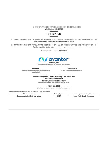 Thumbnail Avantor 10-Q Quarterly Report FY2025 